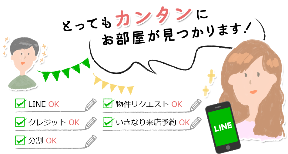 とってもカンタンにお部屋が見つかります!